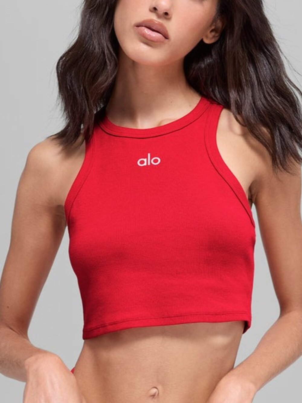 Alo Yoga Aspire Tank - Bright Red / White - Size XS - Picture 2 of 6